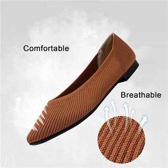 Women's Flats Shoes Pointed Toe Knit Ballet Comfortable Dressy Slip On Flat - Picture 3 of 7